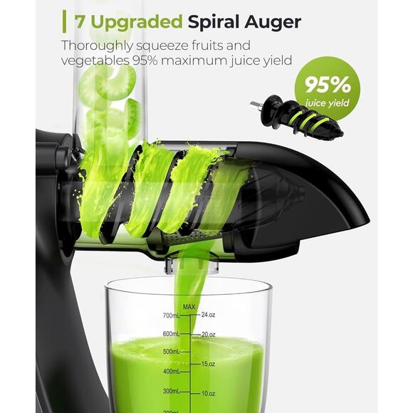 Jocuu Cold Press Juicer – Quiet, Easy to Clean, with Recipes & Brush - Picture 2 of 8